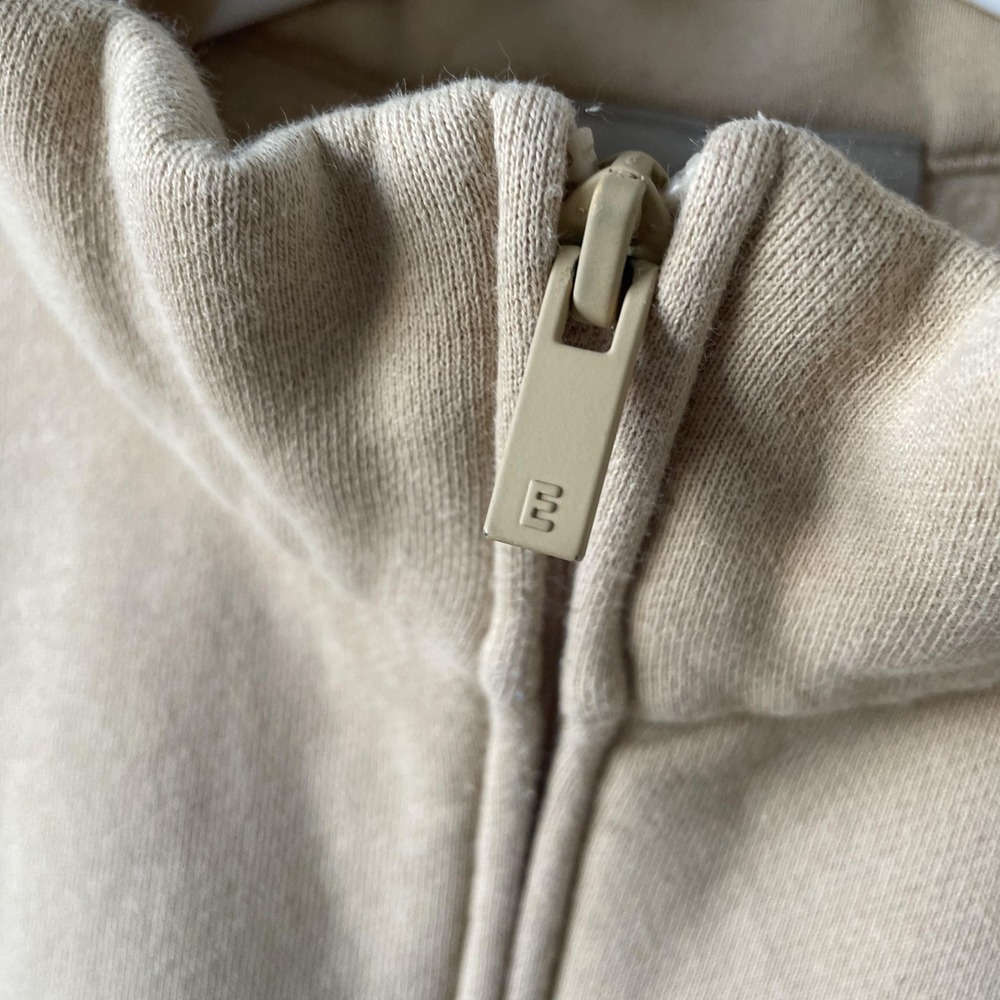 Fear Of God Essentials Sweatshirt Small Beige Full Zip Mock Neck Fleece - Picture 3 of 11